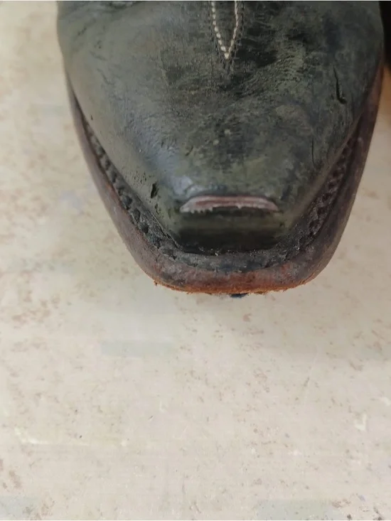 Vintage Dan Post Ostrich Leather Black Cowboy Boots, Size Men's 8.1/2 Pull-On - Picture 5 of 16